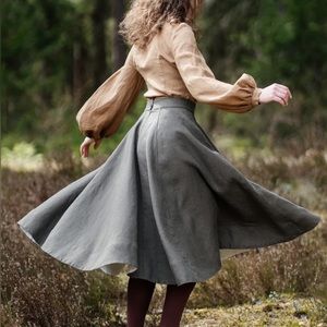 Son de Flor Linen Classic Skirt, XXS